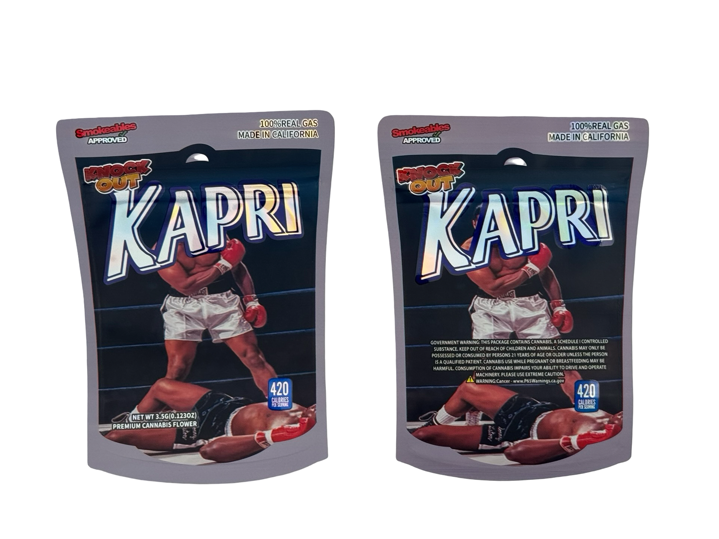 Knock Out Kapri 3.5g Mylar Bags High Tolerance - Fire Mylar  