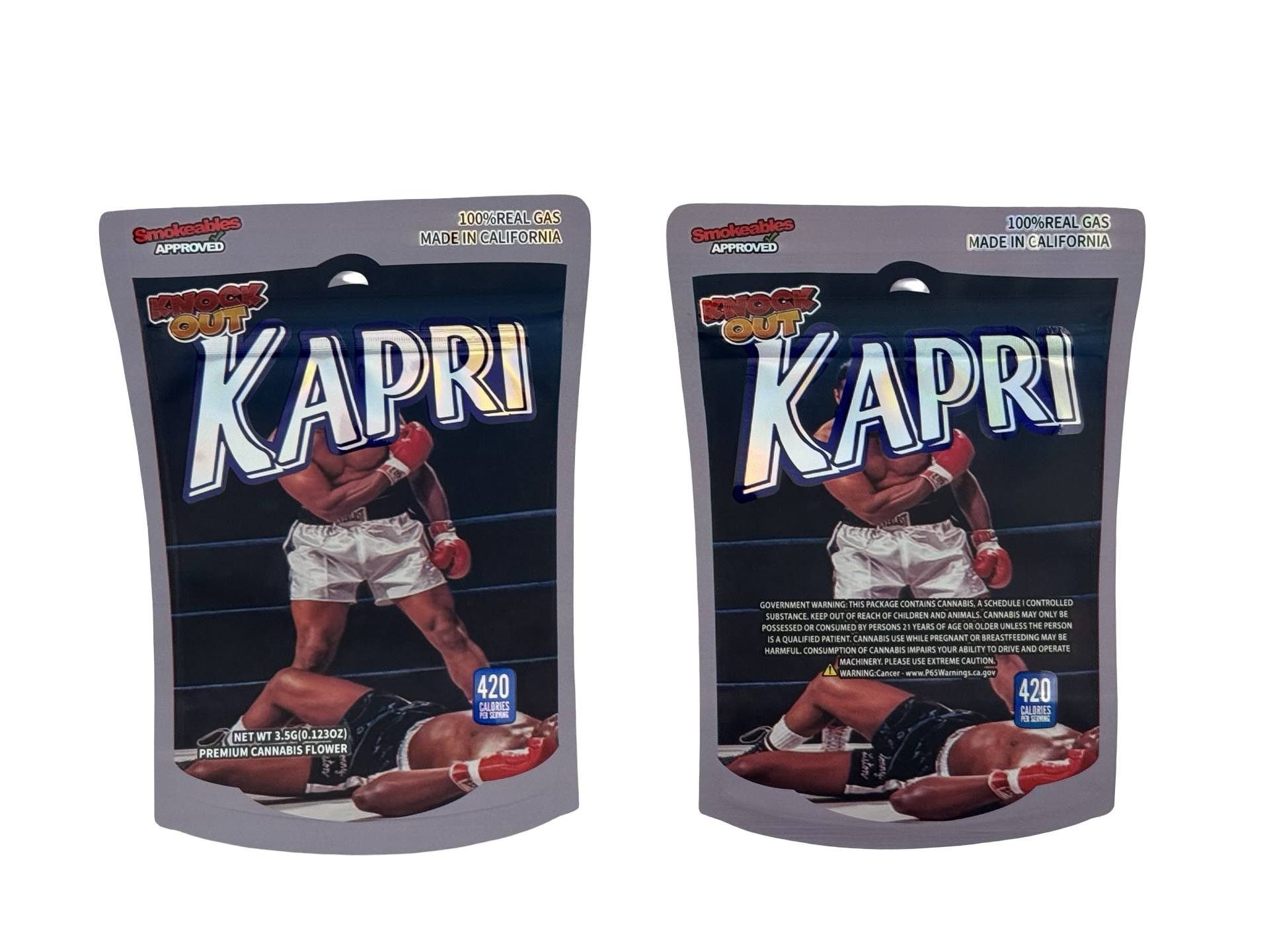 Knock Out Kapri 3.5g Mylar Bags High Tolerance - Fire Mylar  