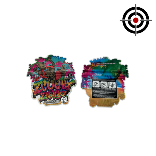 Zcooby Znackz Mylar Bags 3.5g Backpack Boyz — 3.5g pre‑printed mylar bag — overview (front, back & gusset)