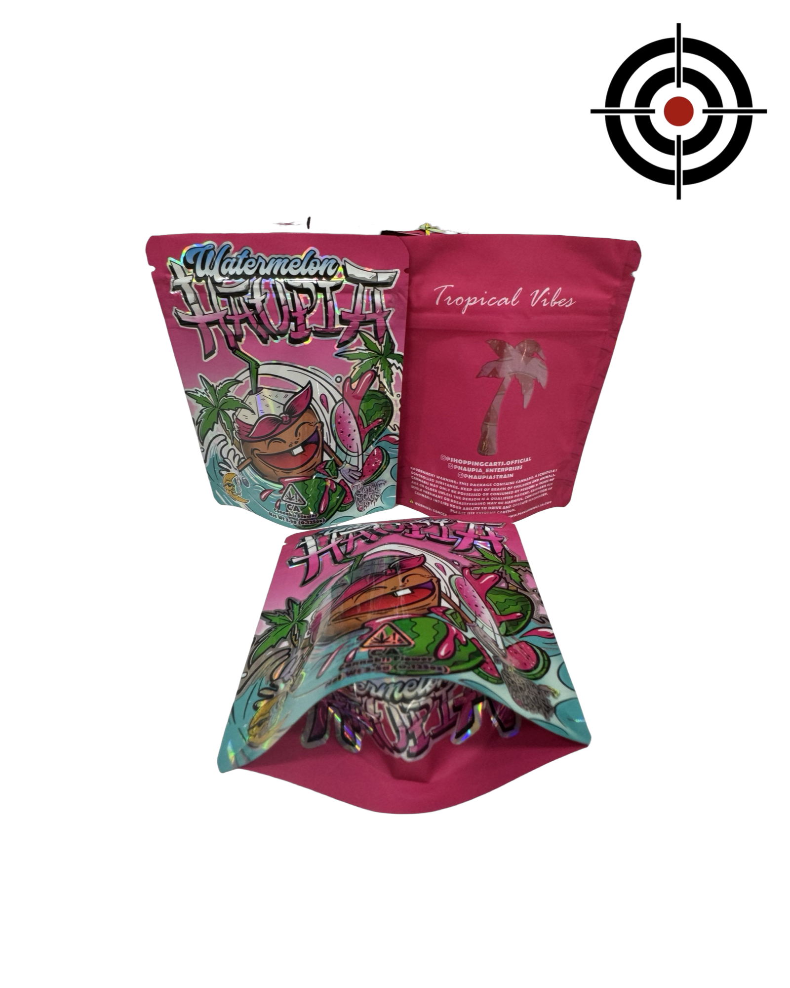 Watermelon Haupia Mylar Bags 3.5g Haupia — 3.5g pre‑printed mylar bag — front