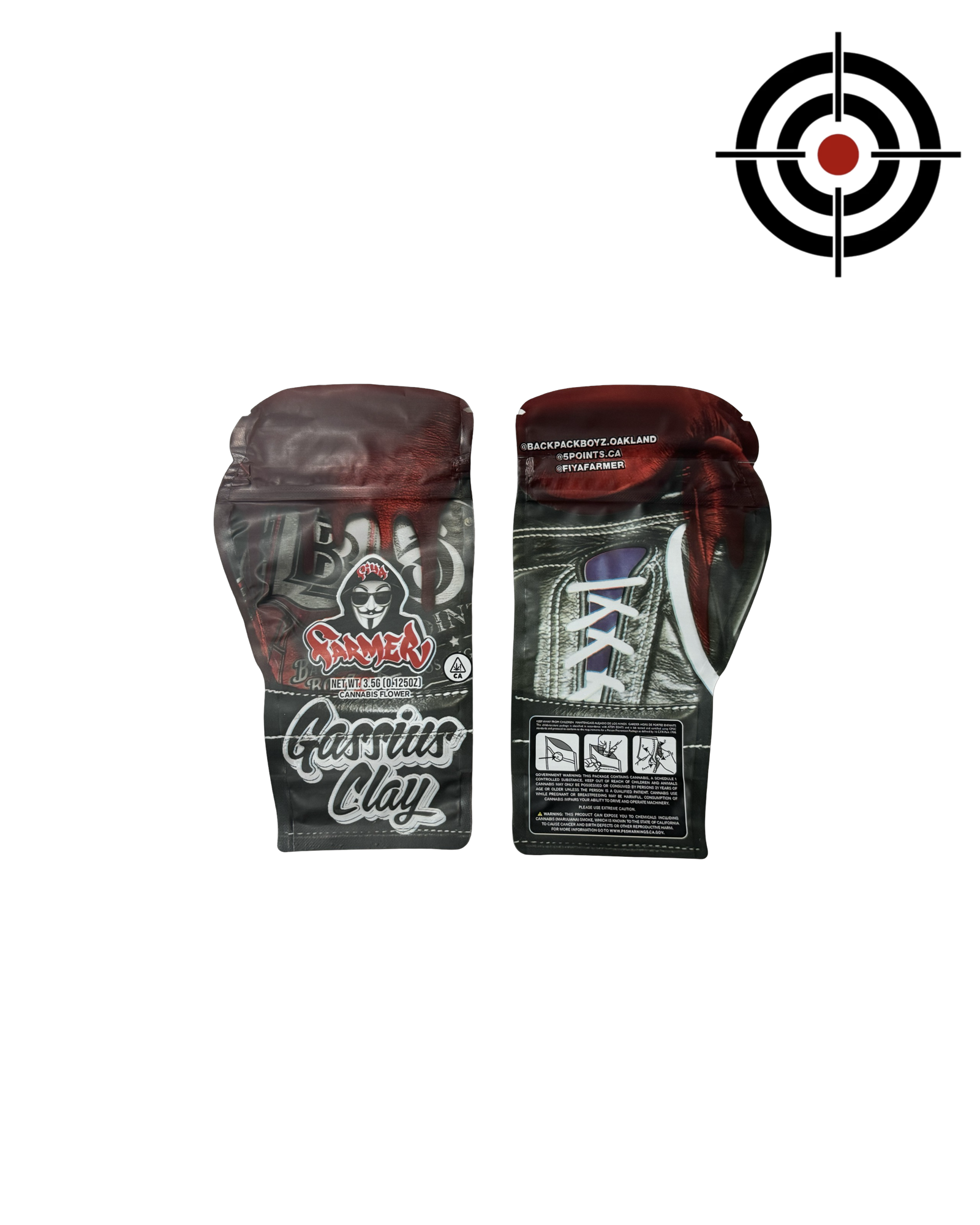 Gassius Clay Mylar Bags 3.5g Backpack Boyz — 3.5g pre‑printed mylar bag — front