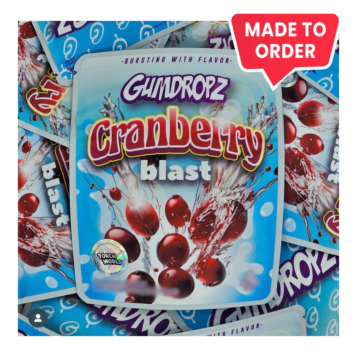 Cranberry Blast Gumdropz 3.5g Mylar Bags Sprinklez Torch World (made-to-order) - Fire Mylar  