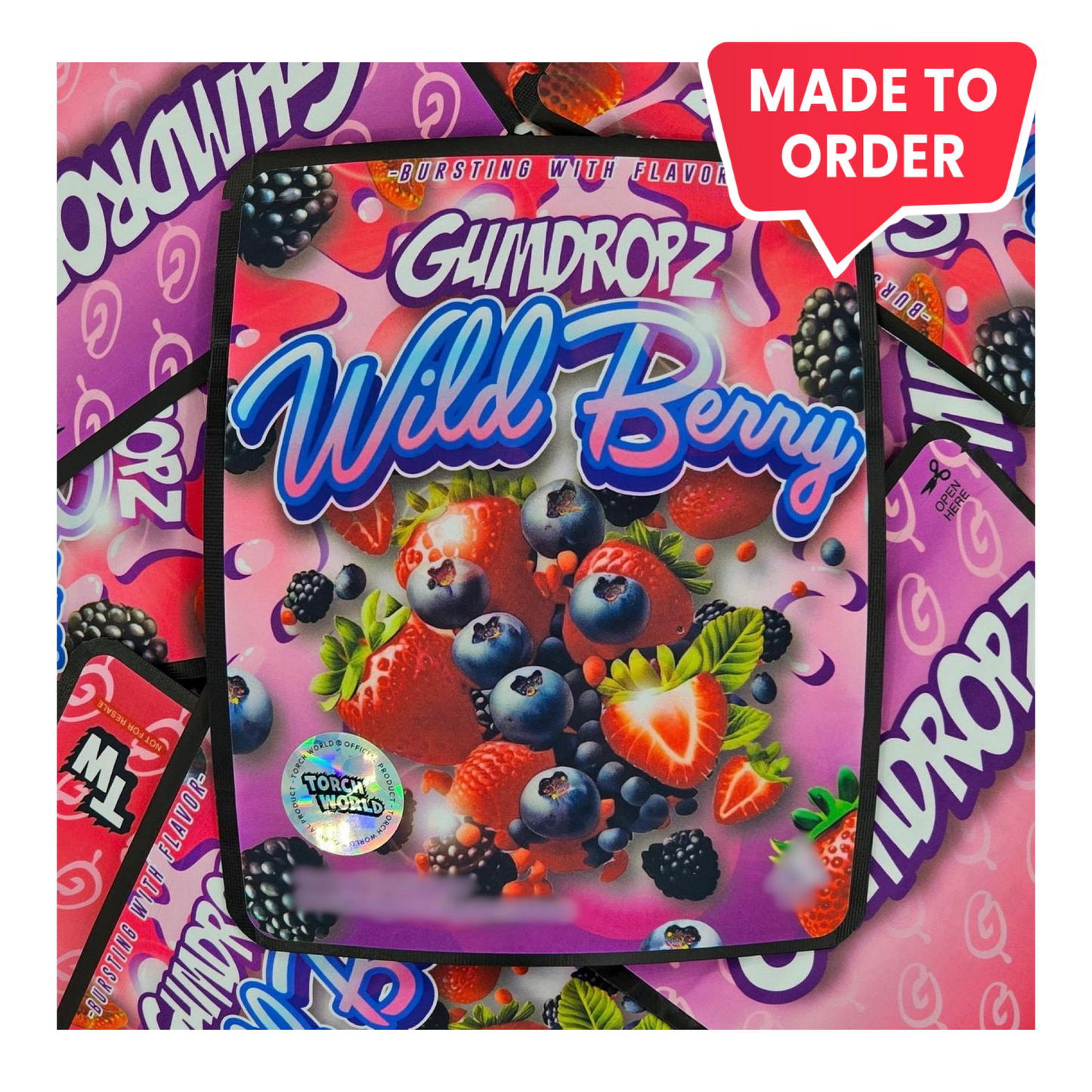 Wild Berry Gumdropz 3.5g Mylar Bags Sprinklez Torch World (made-to-order) - Fire Mylar  