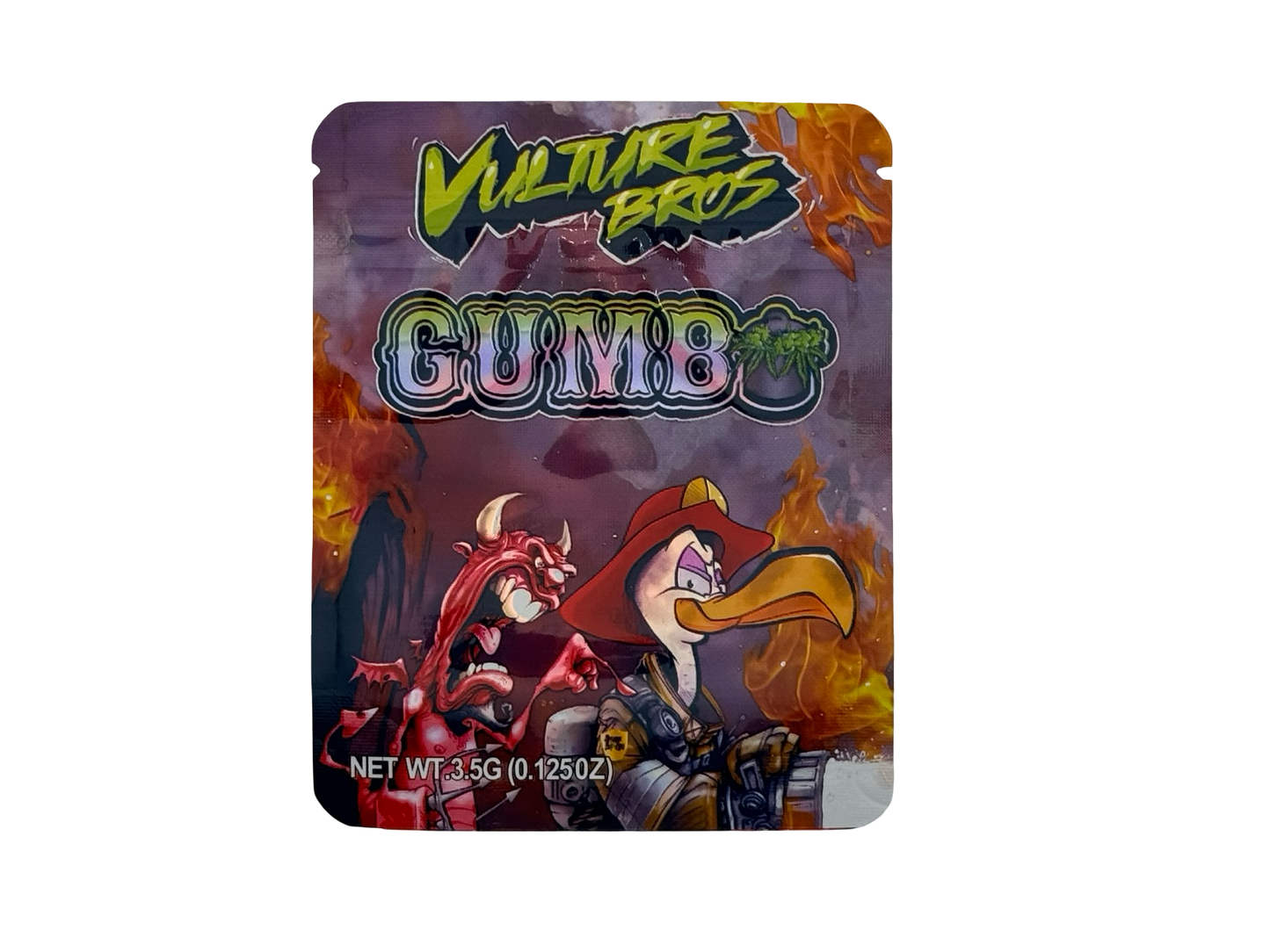 Vulture Bros 3.5g Mylar Bags Gumbo ($0.09 per bag) - Fire Mylar  