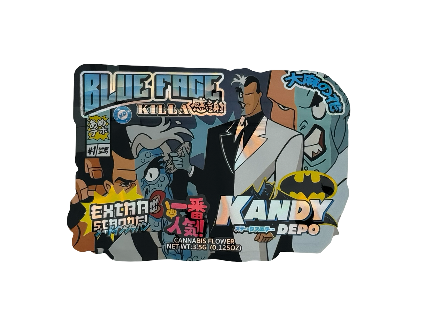 Blue Face Killa Mylar Bags 3.5g Kandy Depo (Only $0.21 Each) - Fire Mylar  