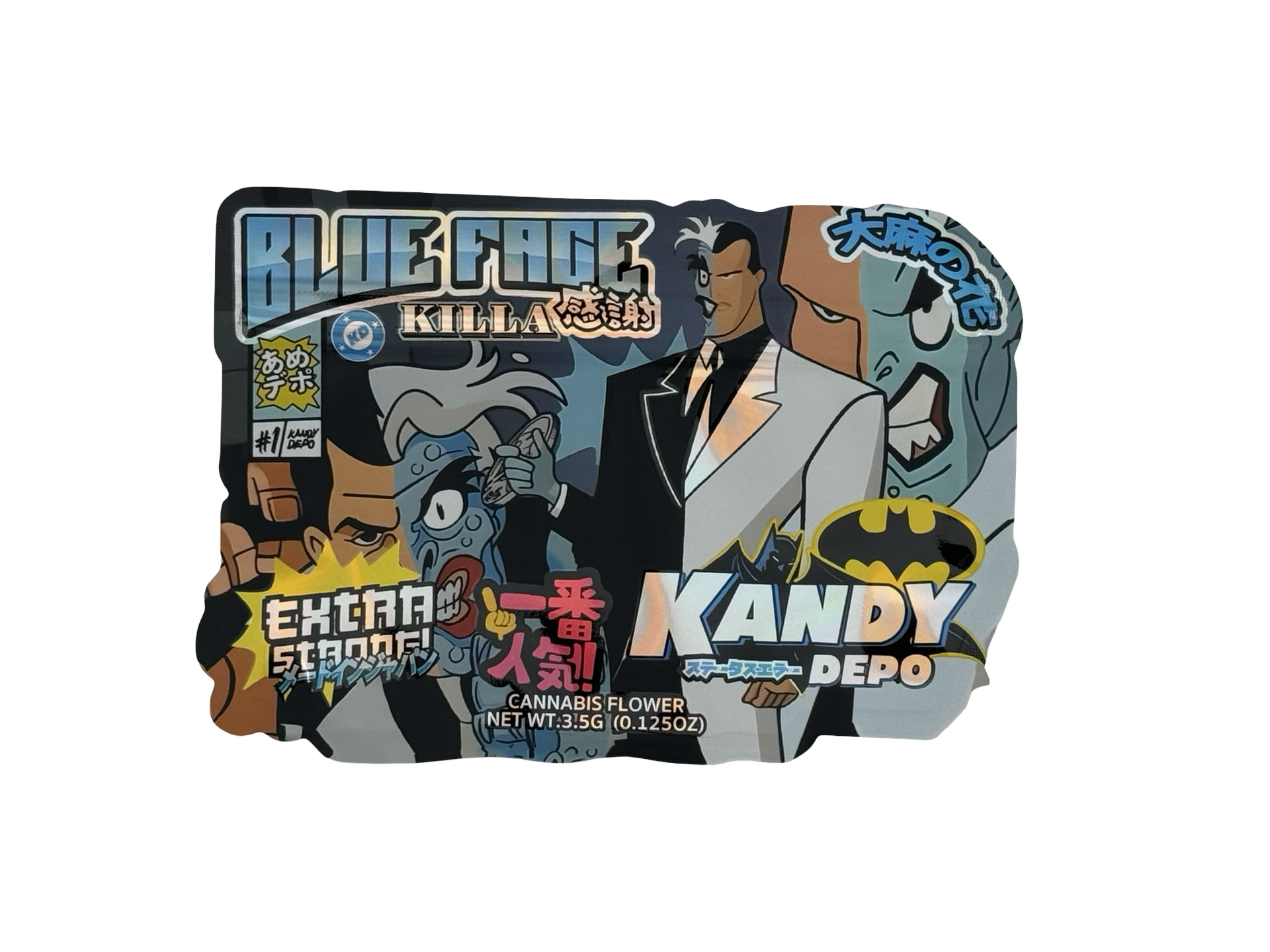 Blue Face Killa Mylar Bags 3.5g Kandy Depo (Only $0.21 Each) - Fire Mylar  