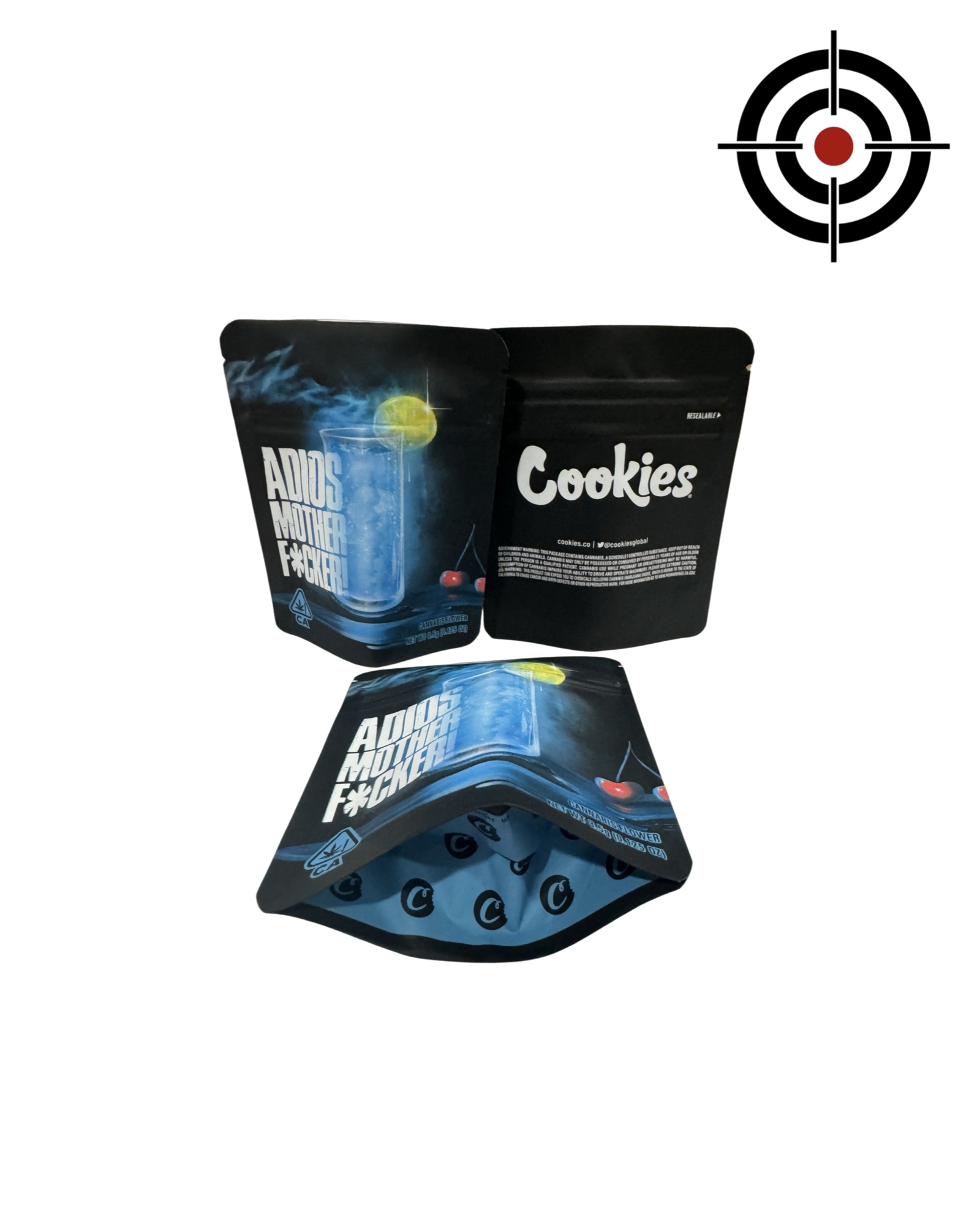 Adios Mother F***er Mylar Bags 3.5g Cookies — 3.5g pre‑printed mylar bag — front