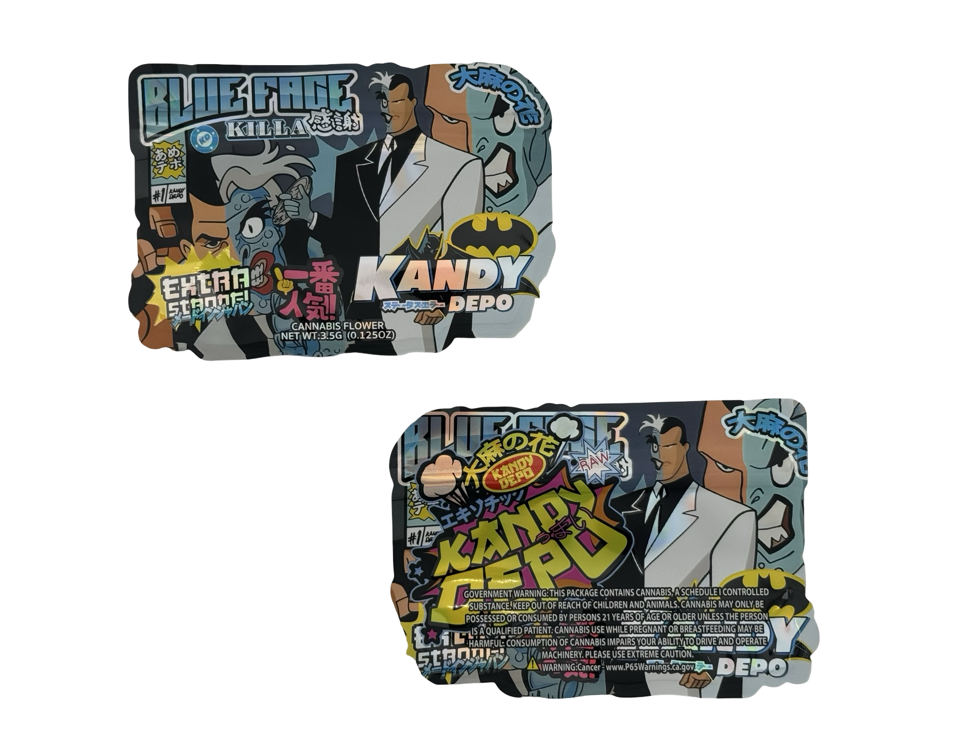 Blue Face Killa Mylar Bags 3.5g Kandy Depo (Only $0.21 Each) - Fire Mylar  