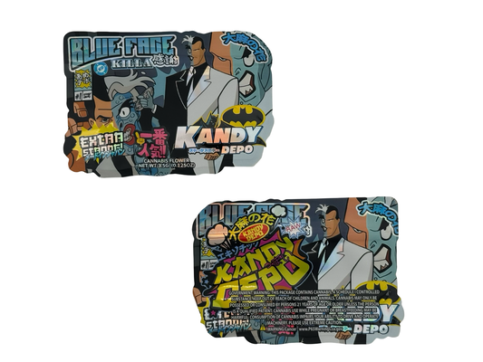 Blue Face Killa Mylar Bags 3.5g Kandy Depo (Only $0.21 Each) - Fire Mylar  