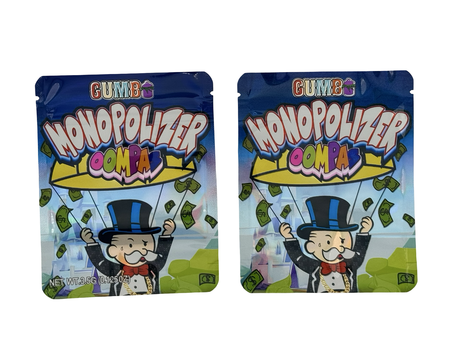 Monopolizer 3.5g Mylar Bags Gumbo ($0.09 per bag) - Fire Mylar  