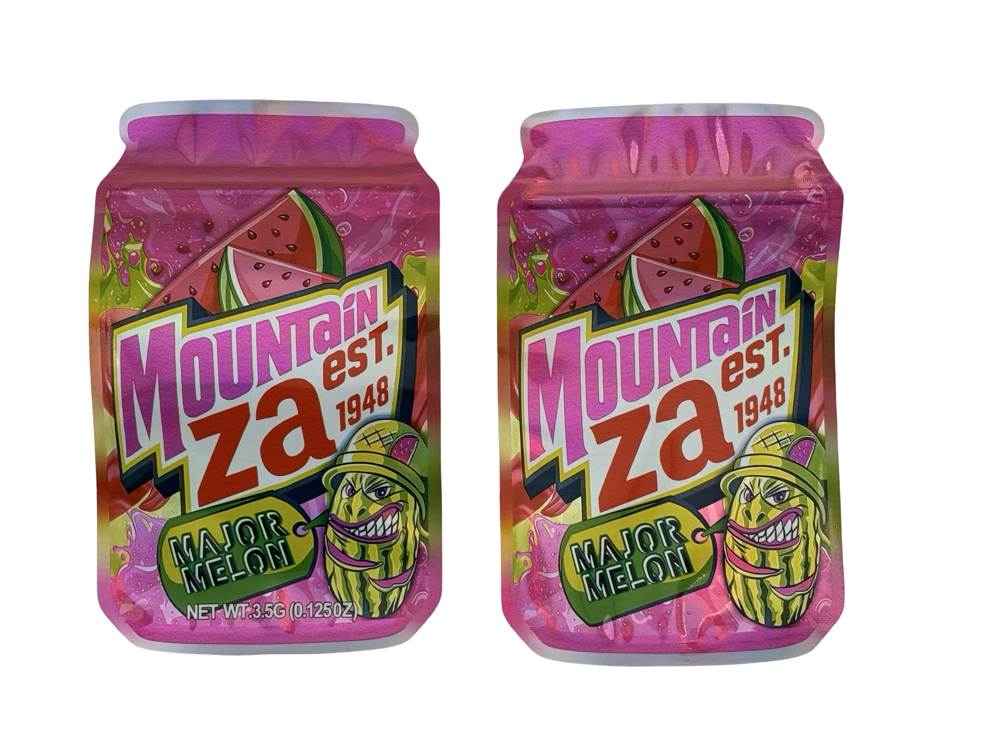 Major Melon 3.5g Mylar Bags Mountain Za - Fire Mylar  