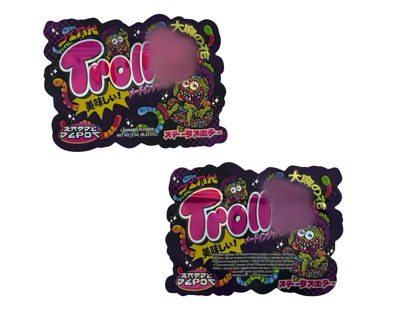 Pink Troll Mylar Bags 3.5g Kandy Depo (Only $0.21 Each)