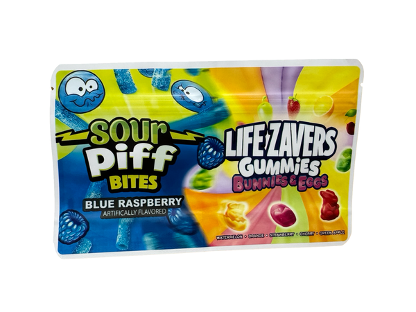 2-in-1 Blue Raspberry + Bunnies & Eggs Mylar Bags (Dual Chamber)