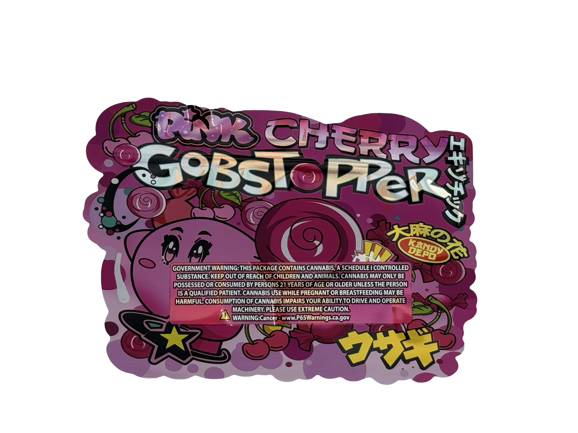 Pink Cherry Gobstopper 3.5g Mylar Bags Kandy Depo — back