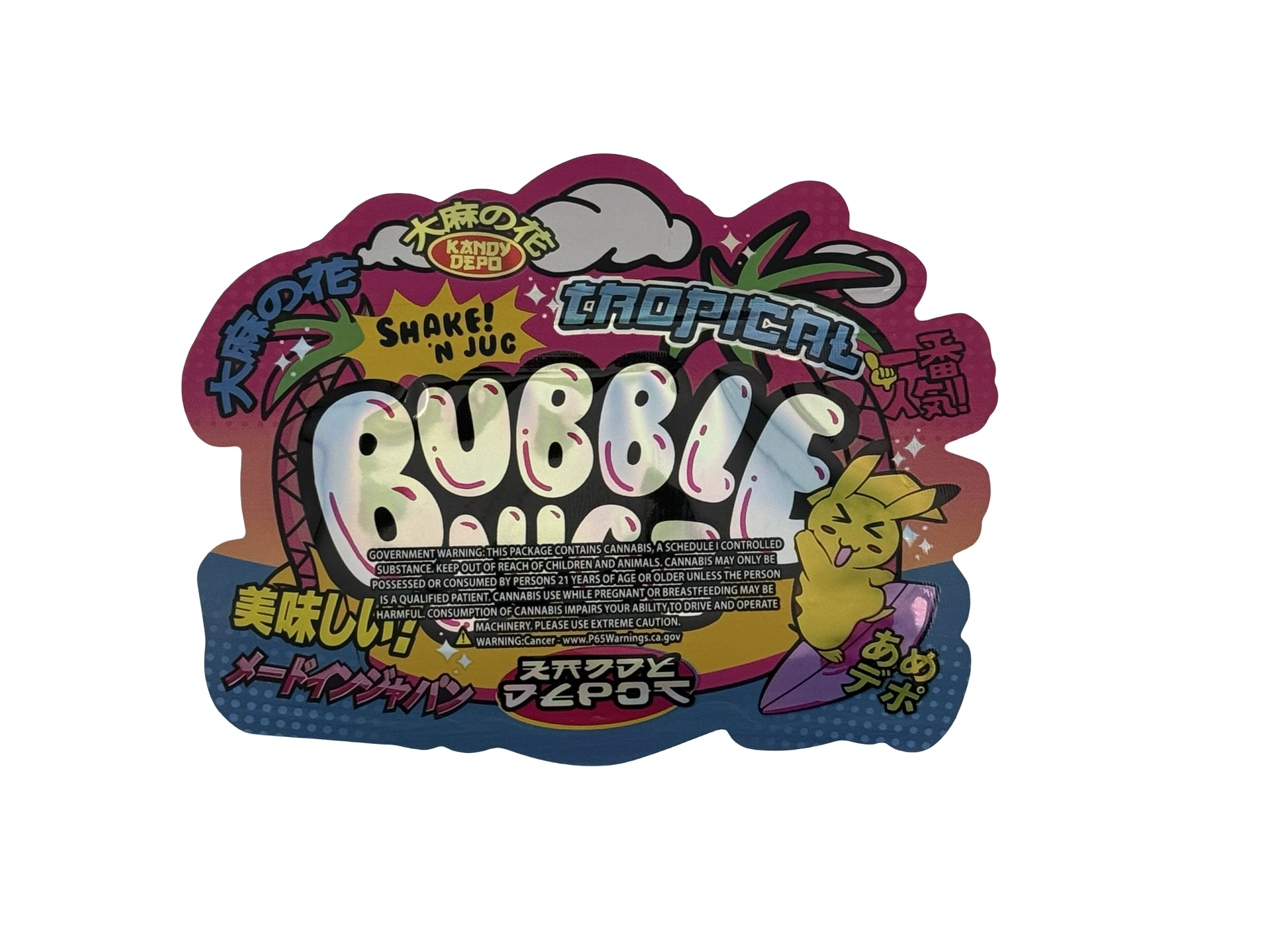 Tropical Bubble Jugz 3.5g Mylar Bags Kandy Depo — back