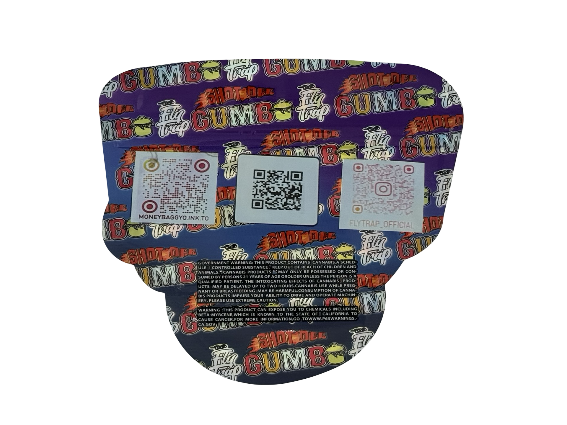 Shot Off Gumbo 3.5g Mylar Bags — back