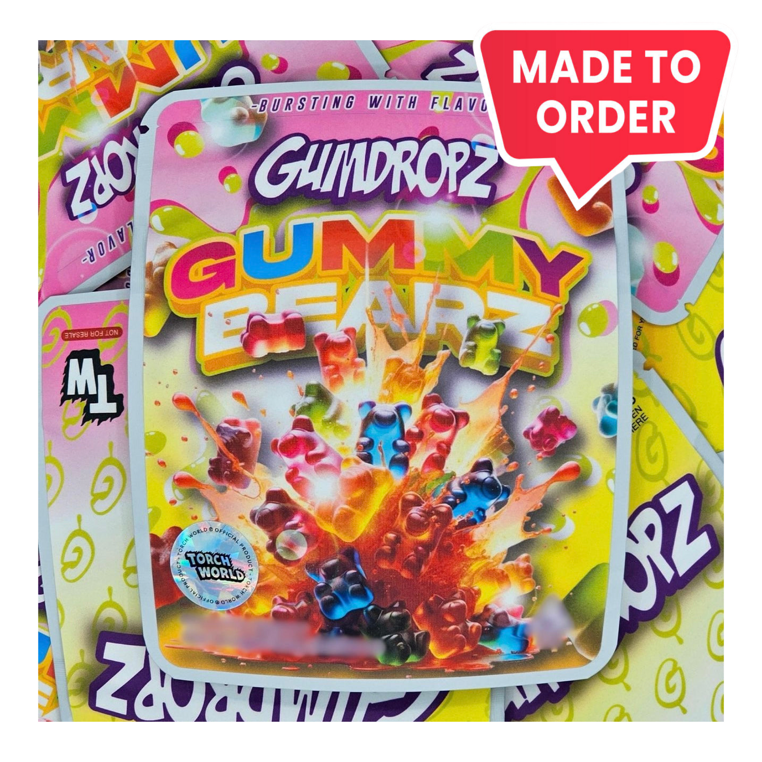 Gummy Bearz Gumdropz 3.5g mylar bag, 4×5 — Sprinklez • Torch World — made to order