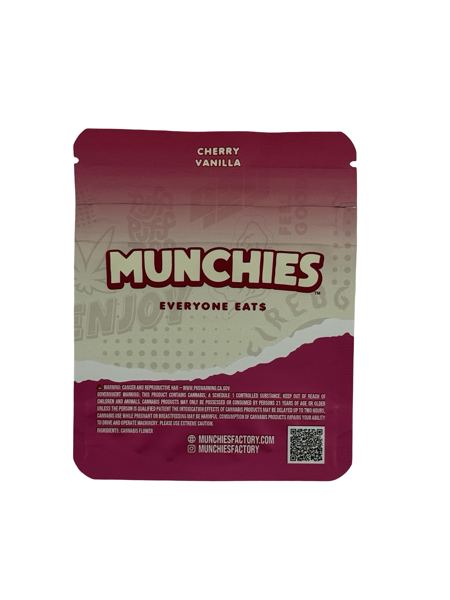 Cherry Vanilla 3.5g Mylar Bags Munchies — back