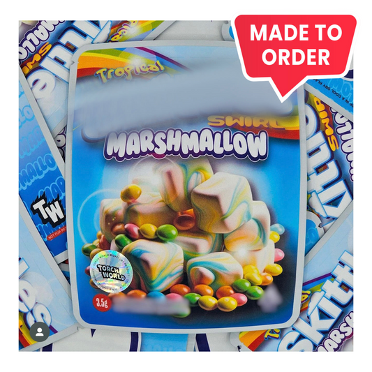 Tropical Zkittlez Swirl Marshmallow 3.5g Mylar Bags Sprinklez Torch World (made-to-order)