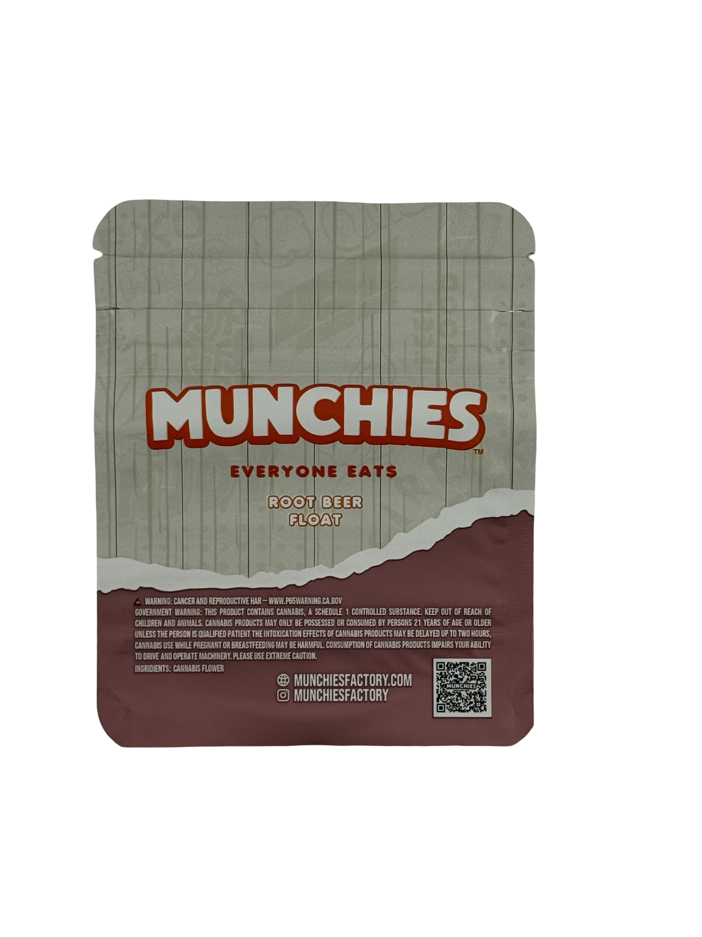 Root Beer Float 3.5g Mylar Bags Munchies — back