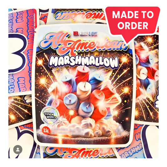 All American Marshmallow 3.5g Mylar Bags Sprinklez Torch World (made-to-order)