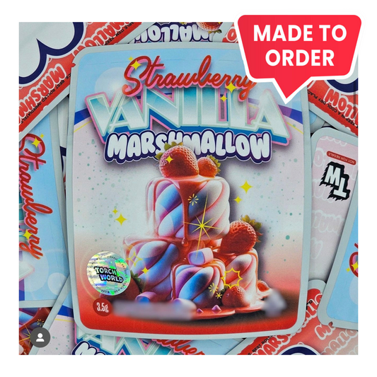 Strawberry Vanilla Marshmallow 3.5g Mylar Bags Sprinklez Torch World (made-to-order)