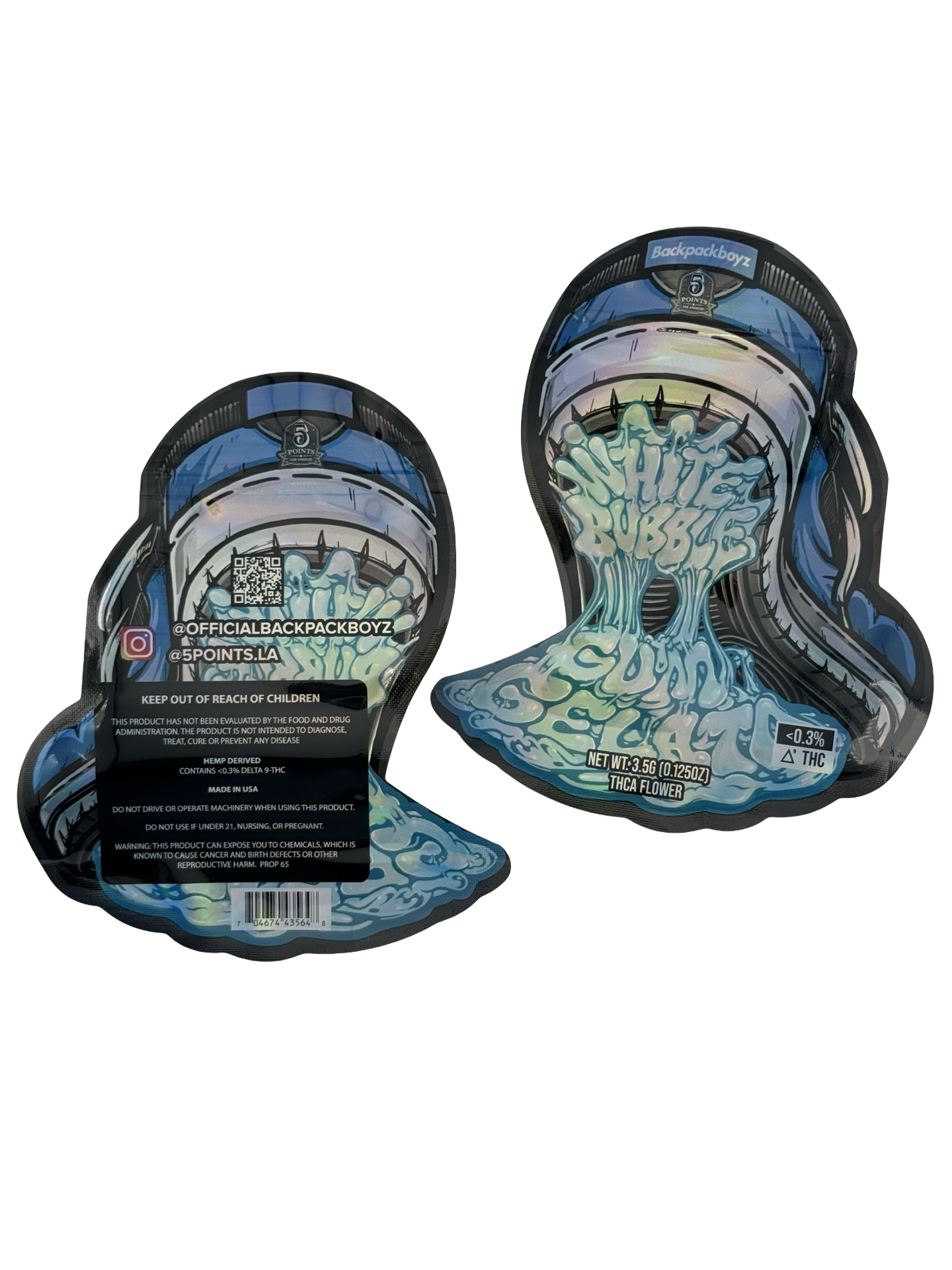White Bubble Gum Gelato 3.5g Mylar Bags Backpack Boyz