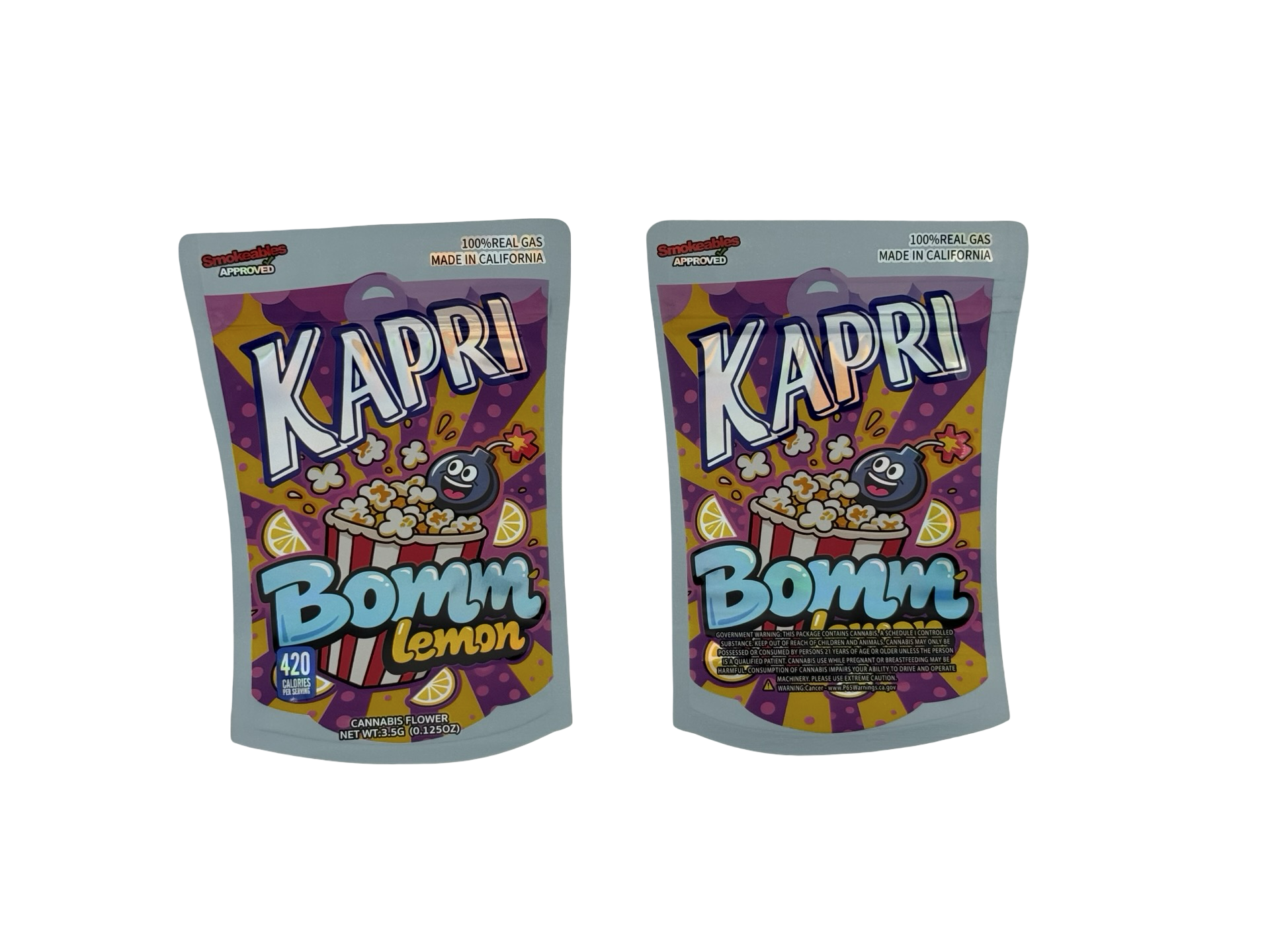 Bomm Lemon Kapri 3.5g Mylar Bags High Tolerance