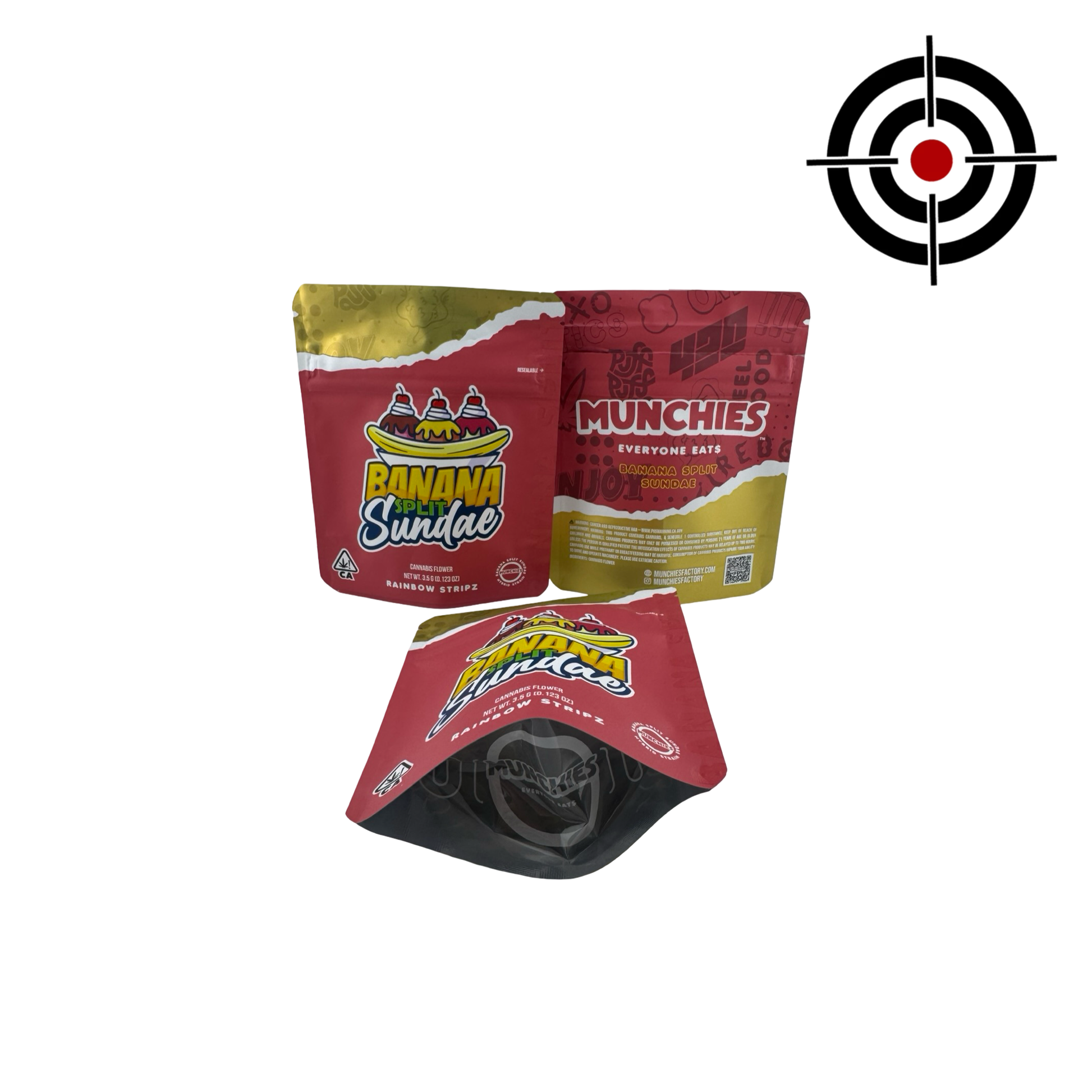 Banana Split Sundae Rainbow Stripz 3.5g Mylar Bags Munchies