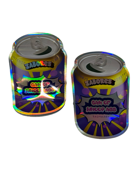 Can of Whoop Ass Mylar Bags 3.5g Zabores