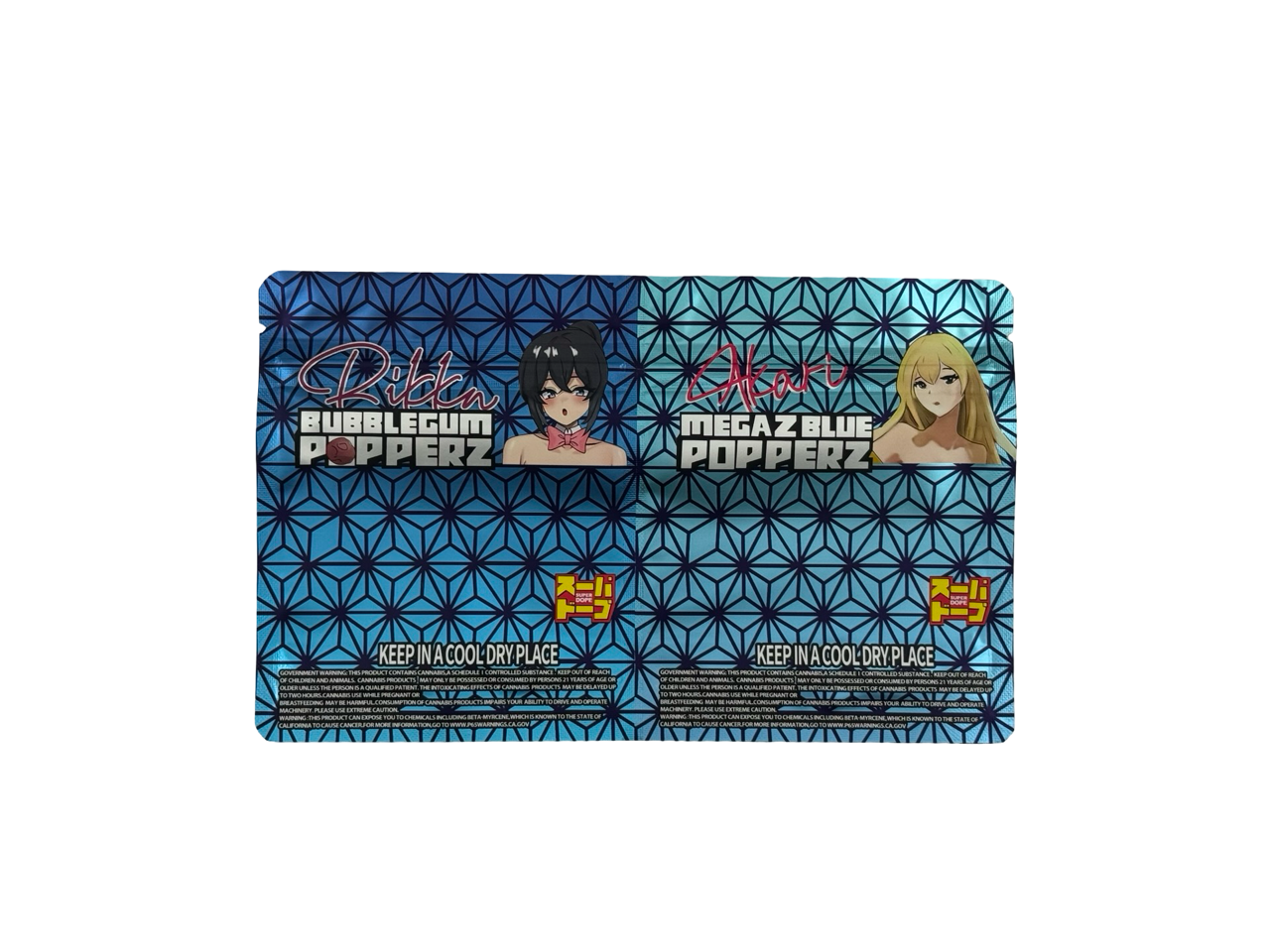 Mega Z Blue + Bubblegum Popperz Edition 2 Dual Chamber Mylar Bags 7g Super Dope — back