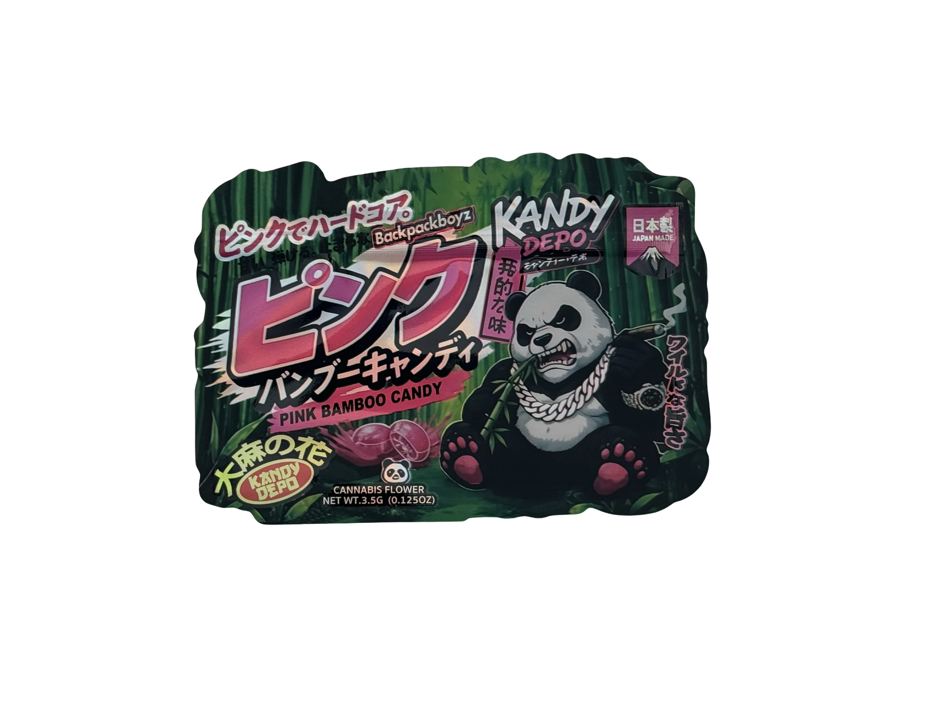 Pink Bamboo Candy Mylar Bags 3.5g Kandy Depo (Only $0.21 Each) — front