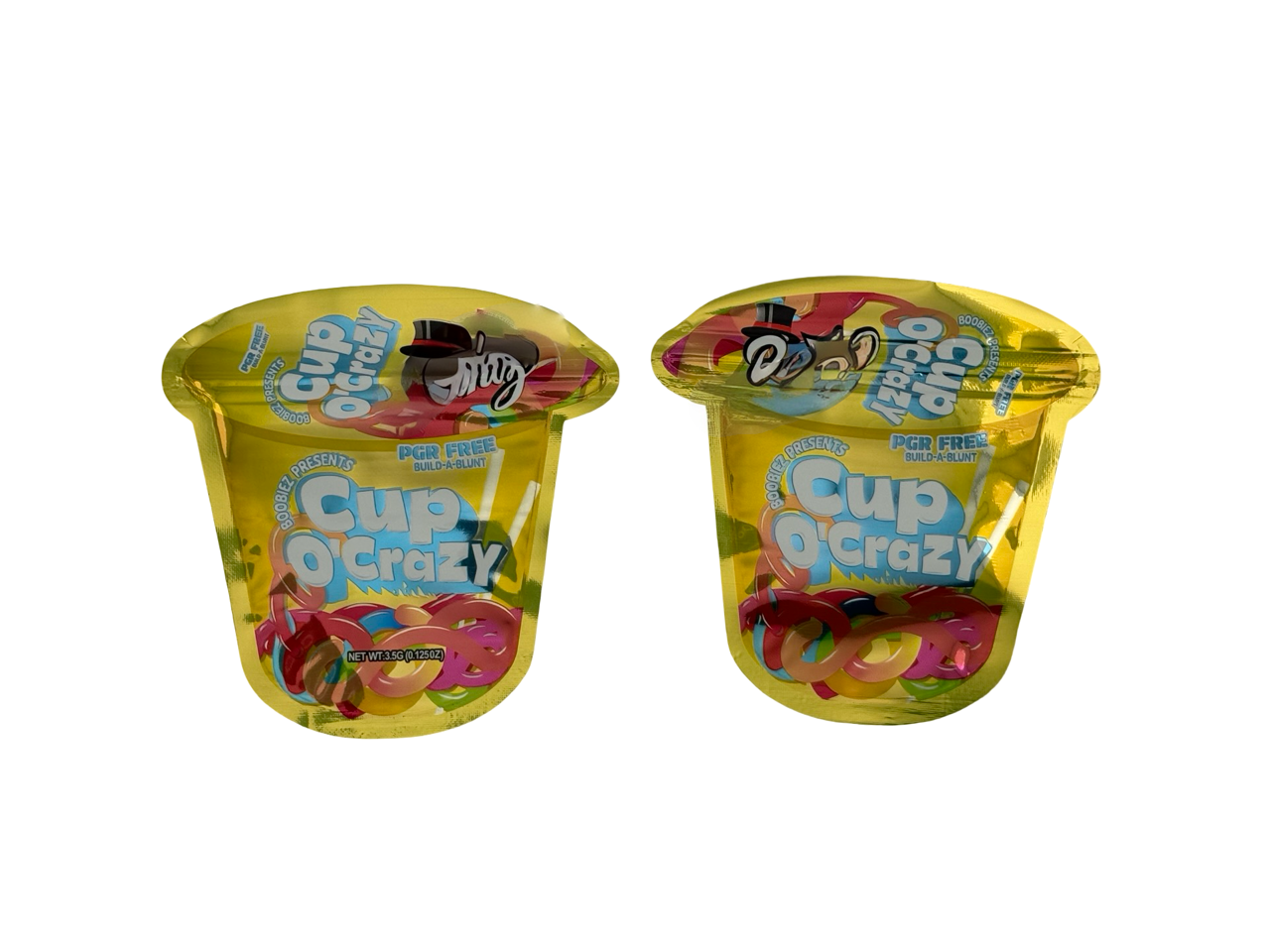 Cup O'Crazy Gold 3.5g Mylar Bags — front