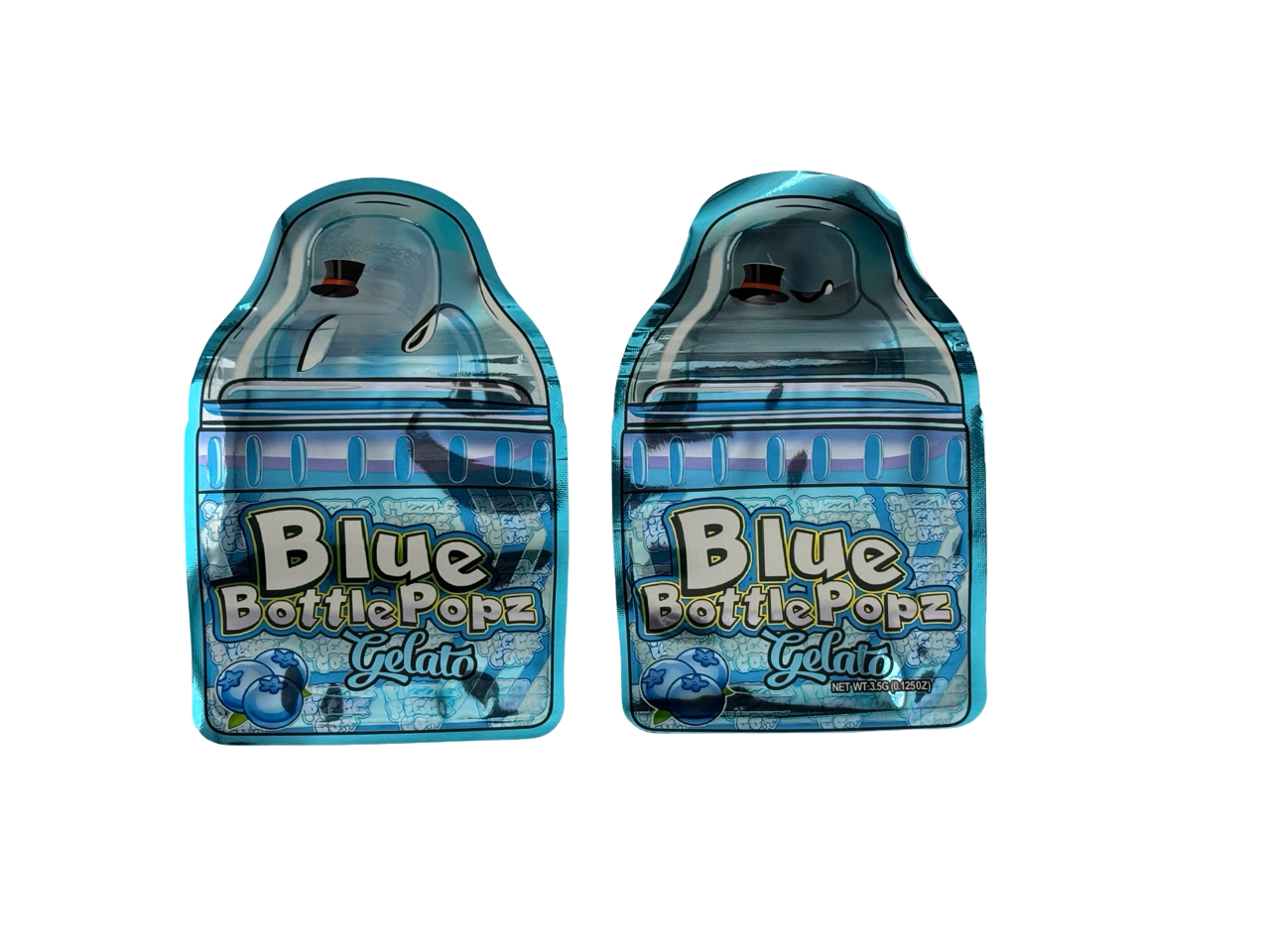 Blue Bottle Popz Gelato 3.5g Mylar Bags — front