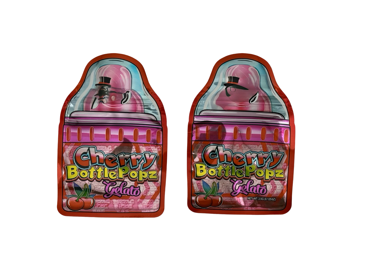 Cherry Bottle Popz Gelato 3.5g Mylar Bags — front