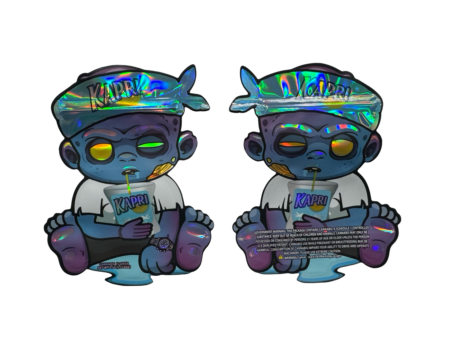 I Can’t Feel My Face (Kapri Edition) 3.5g Mylar Bags High Tolerance front and back