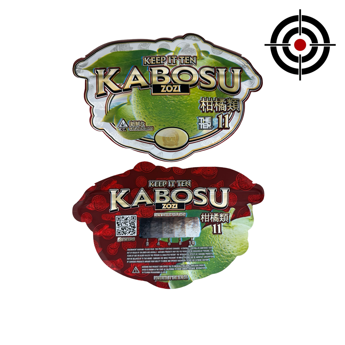 Kabosu Zozi Mylar Bags 3.5g The Ten Co front and back