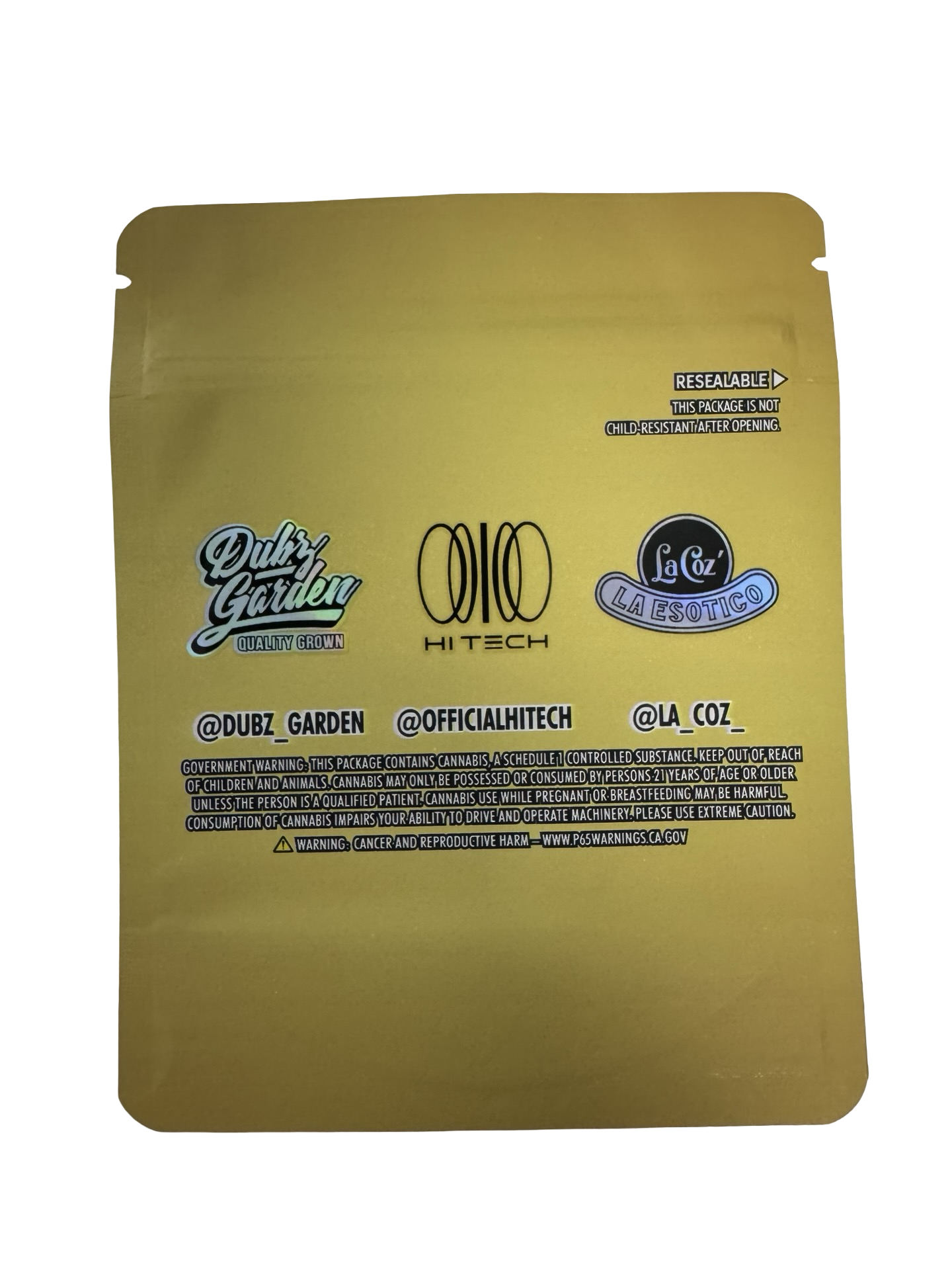 Lemon Gelato Pop 3.5g Mylar Bags Dubz Garden back