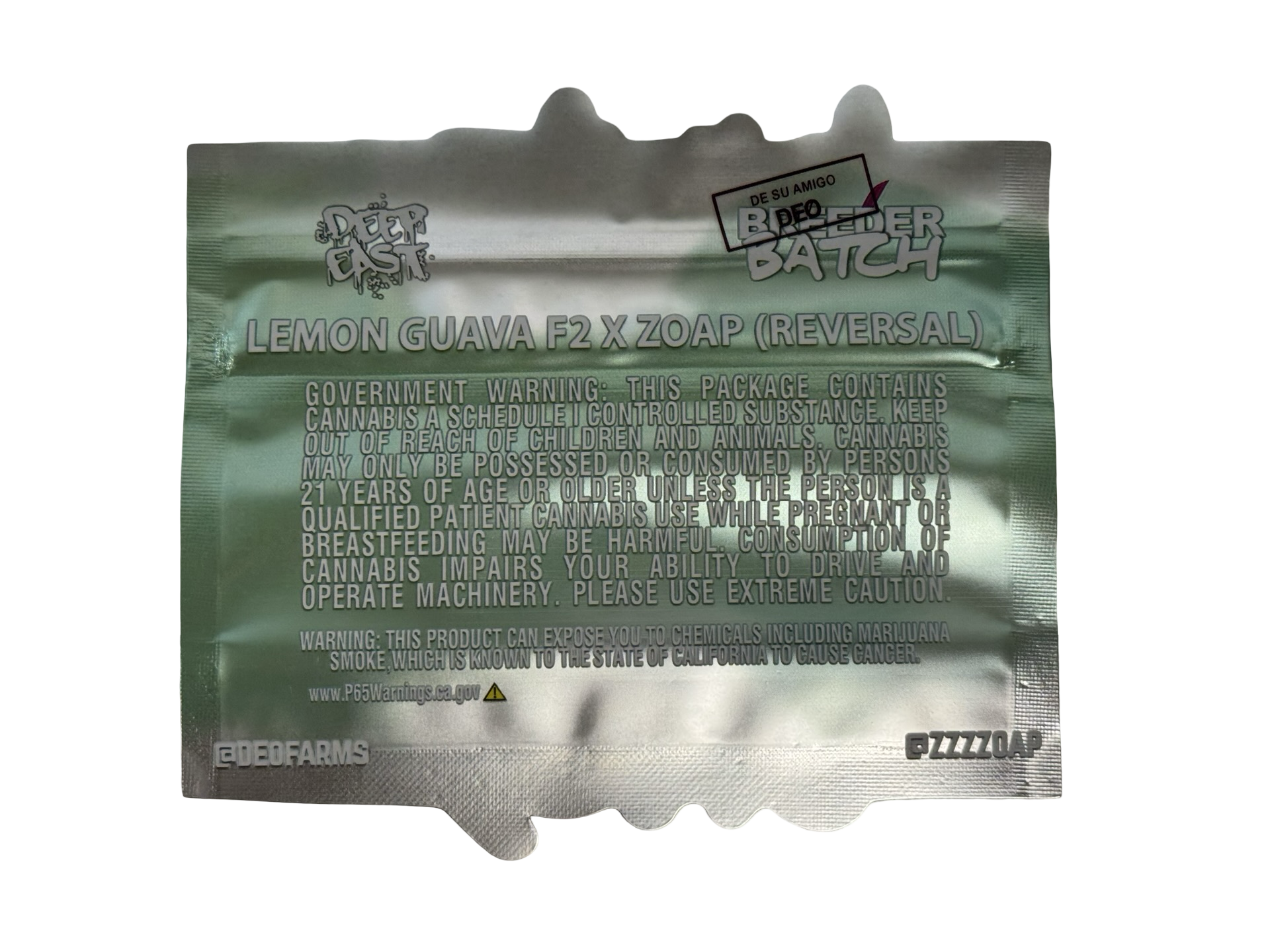 Lime Zoap Breeder Batch Mylar Bags 3.5g Deep East back