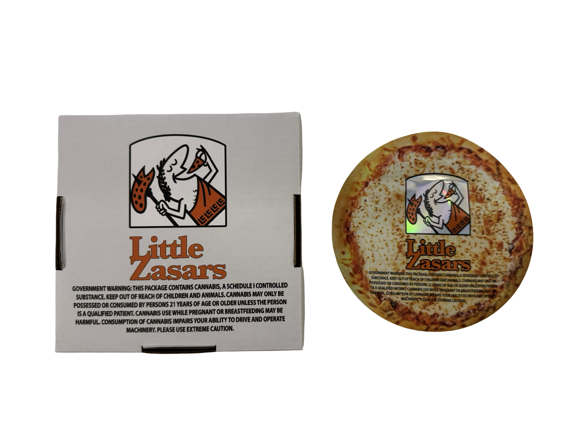 Little Zasars 3.5g Mylar Bag & Box pizza box back