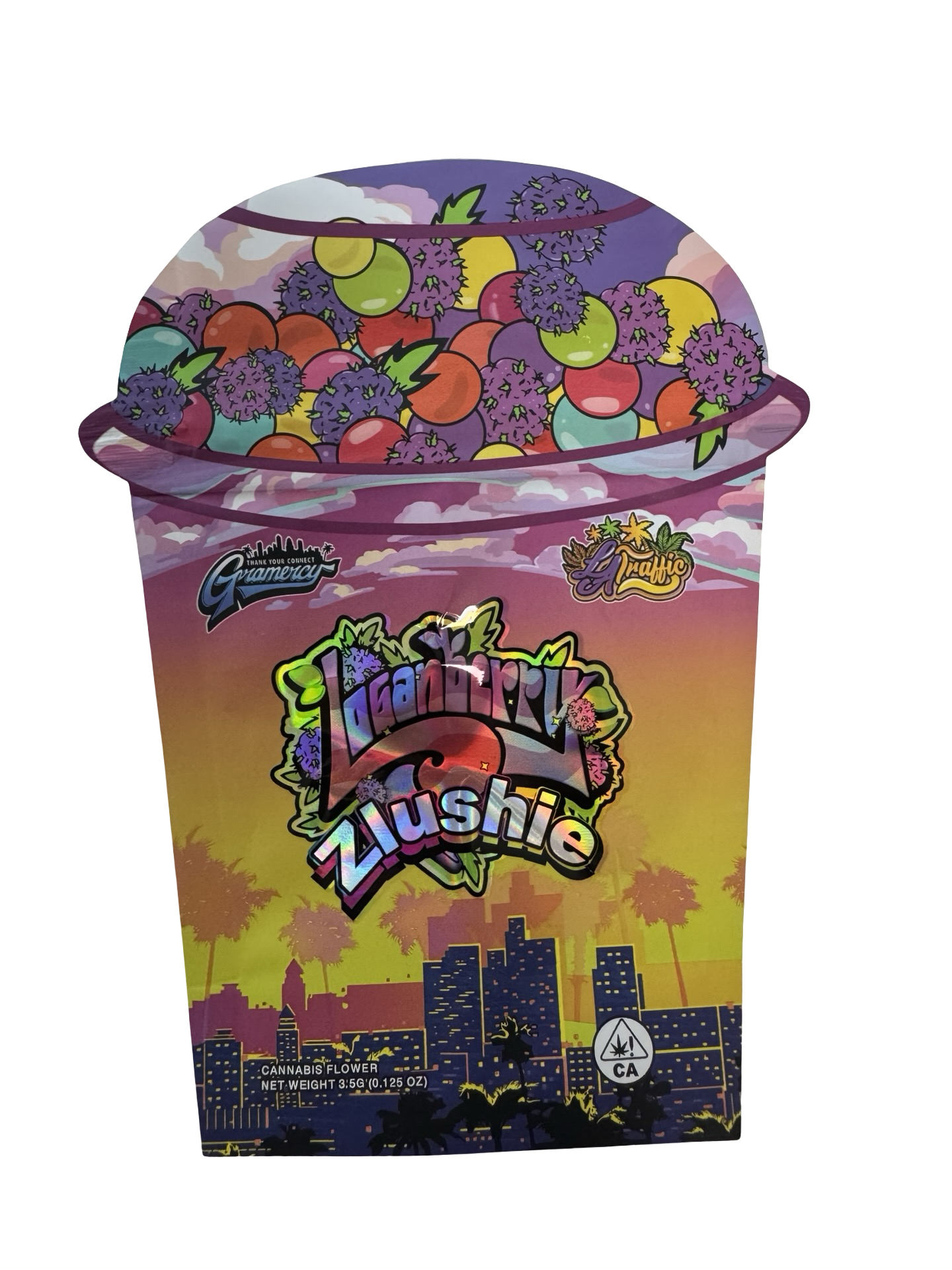 Loganberry Zlushie 3.5g Mylar Bags LA Traffic front