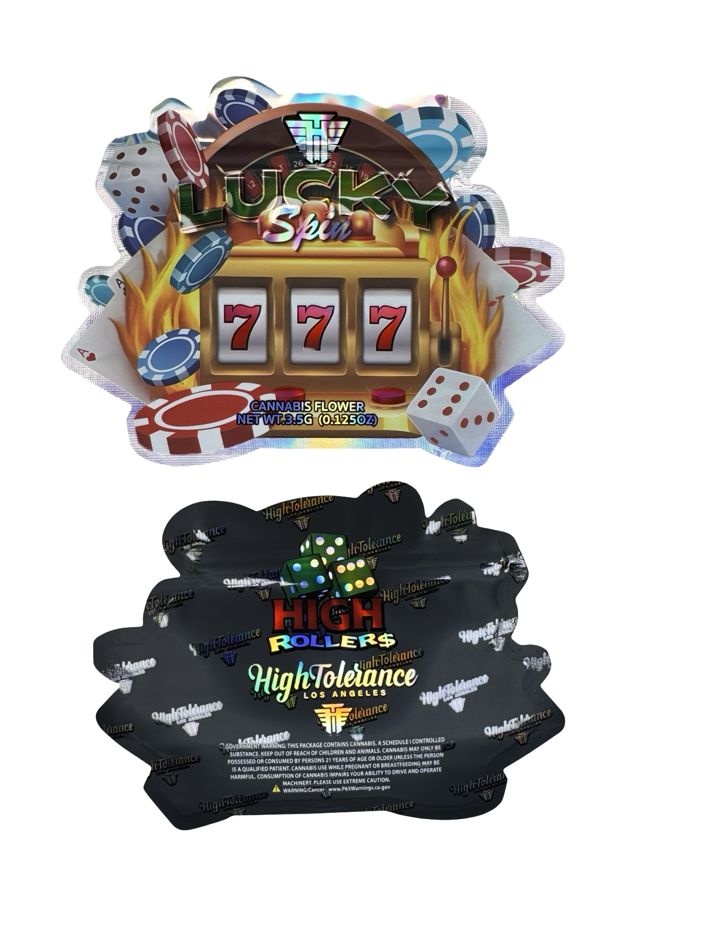 Lucky Spin (High Rollers) 3.5g Mylar Bags High Tolerance front and back