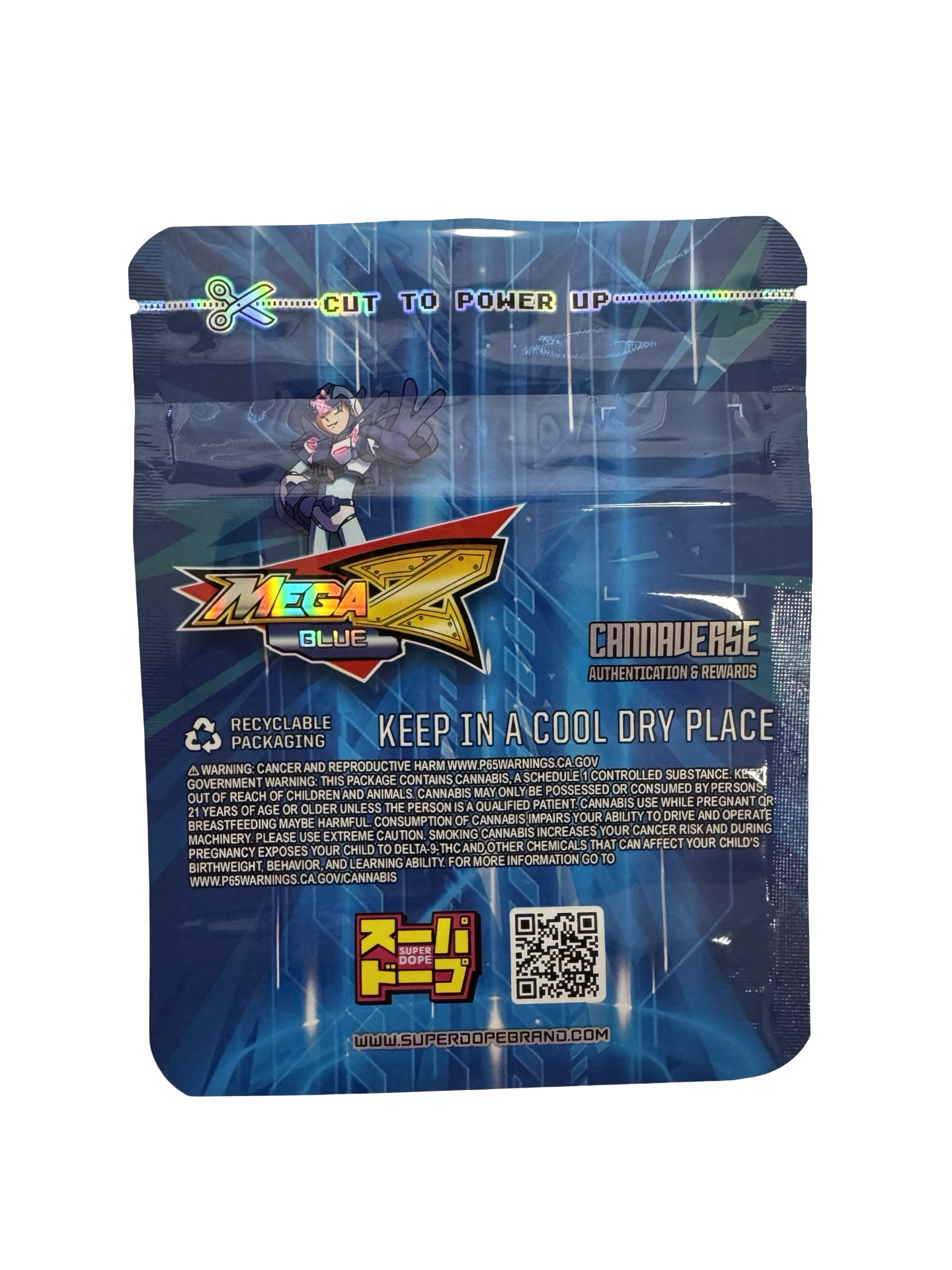 Mega Z Blue Edition 2 Mylar Bags 3.5g Super Dope back