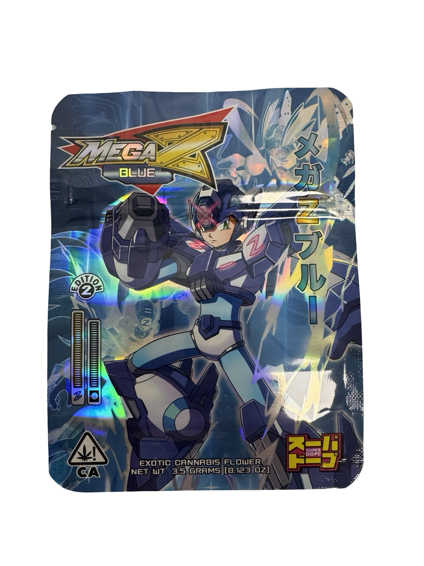 Mega Z Blue Edition 2 Mylar Bags 3.5g Super Dope front