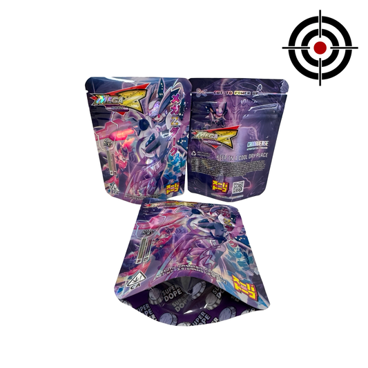 Mega Z Dark Edition 2 Mylar Bags 3.5g Super Dope front, back and gusset