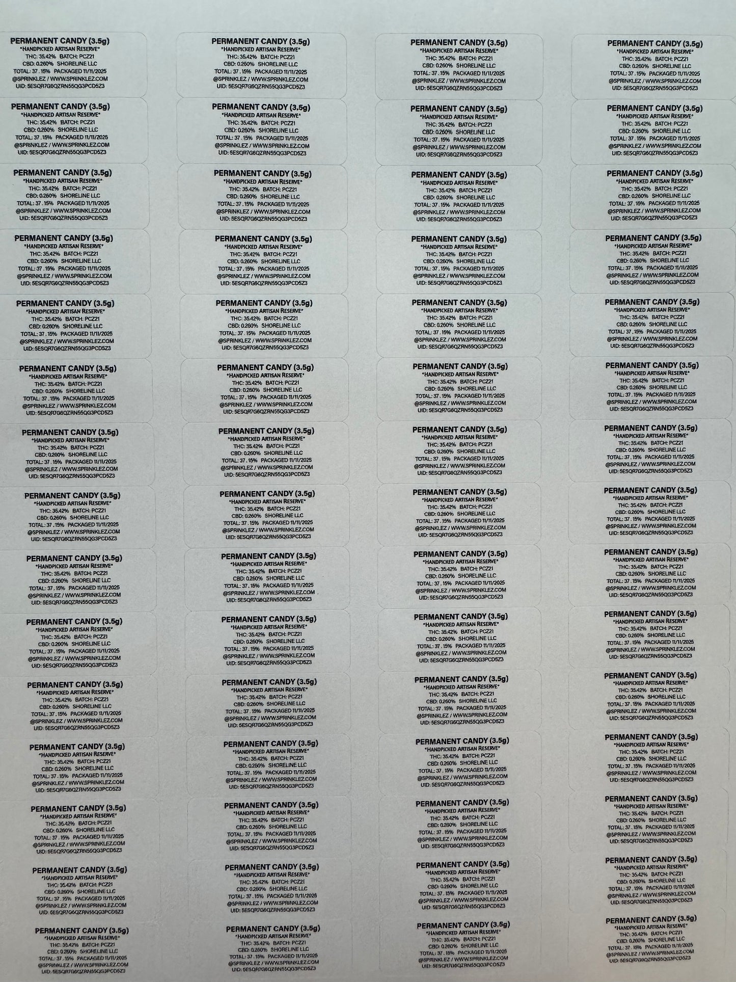 New Sprinklez Labels - smaller, inkjet (non-thermal)