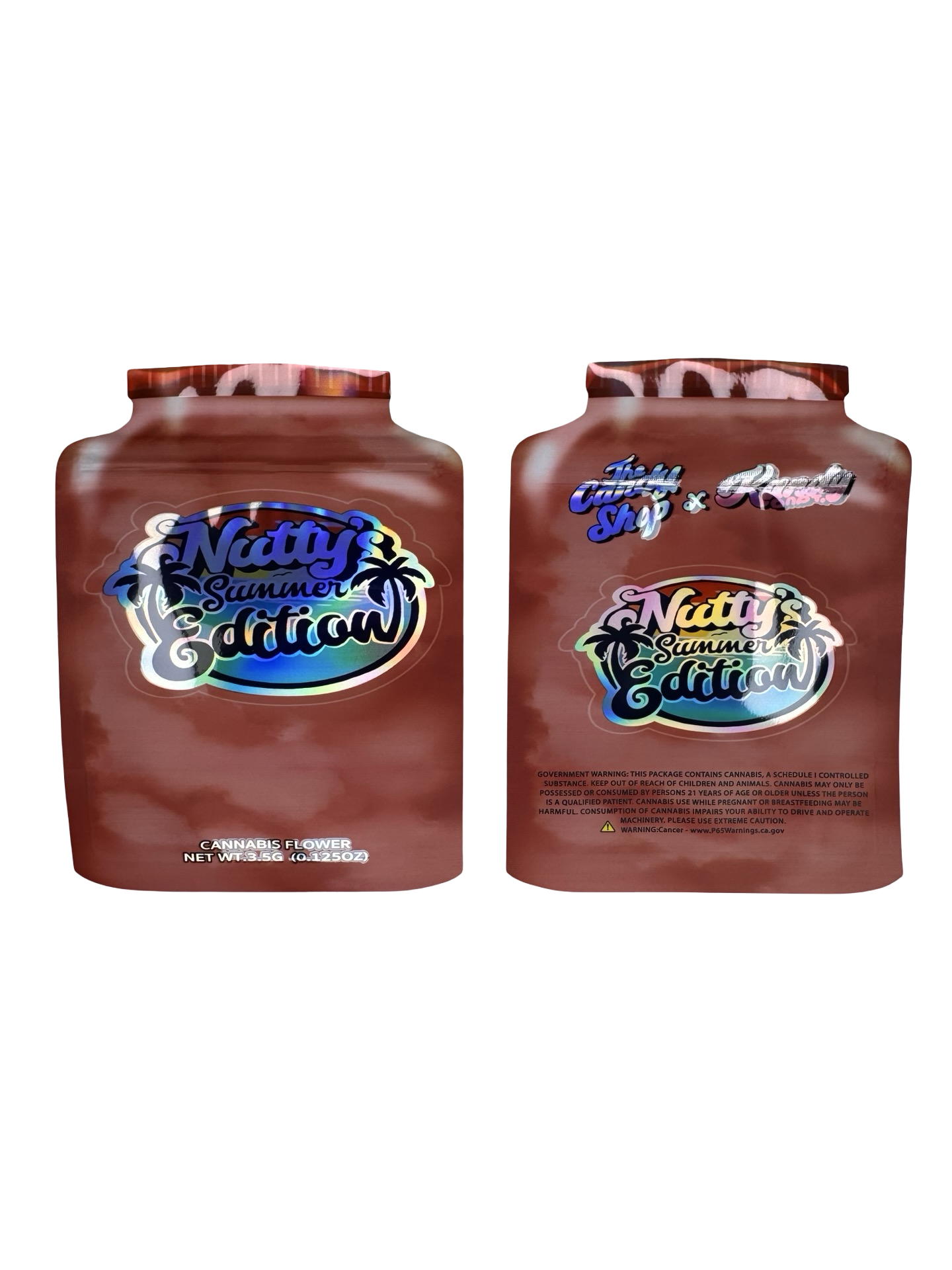 Nutty’s Summer Edition Mylar Bags 3.5g The Candy Shop front and back