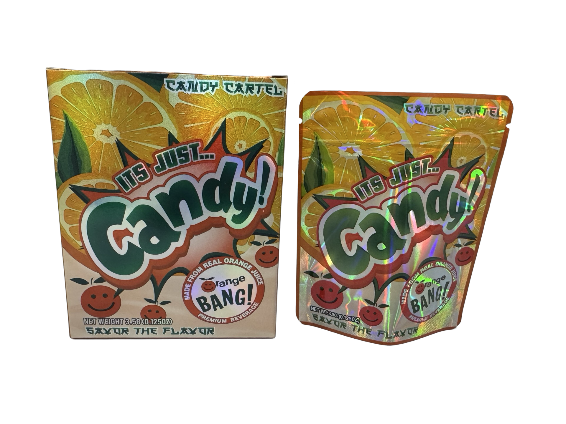 Orange Bang 3.5g Mylar Bags & Boxes Candy Cartel