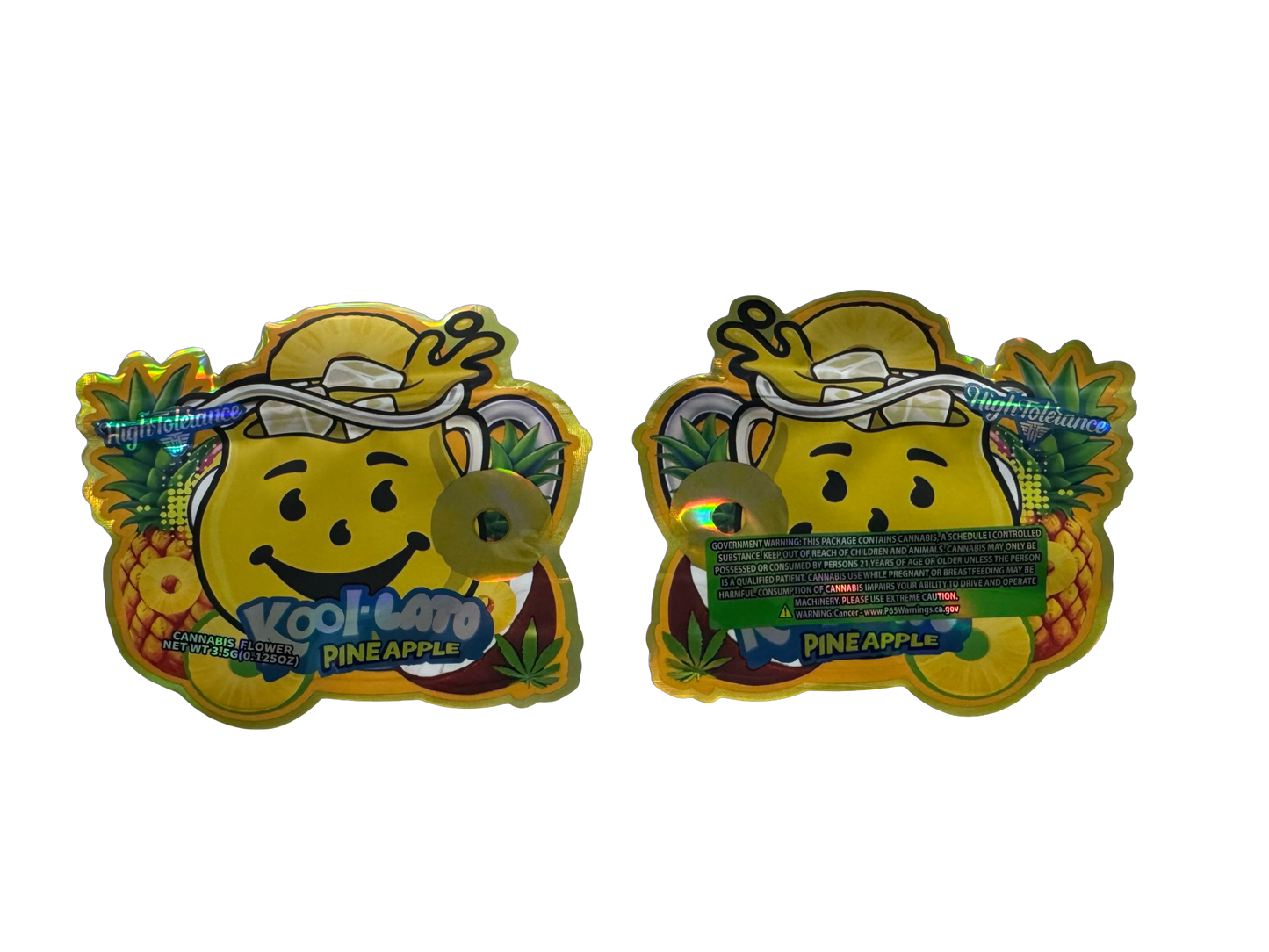 Pineapple Kool-Lato 3.5g Mylar Bags High Tolerance front and back