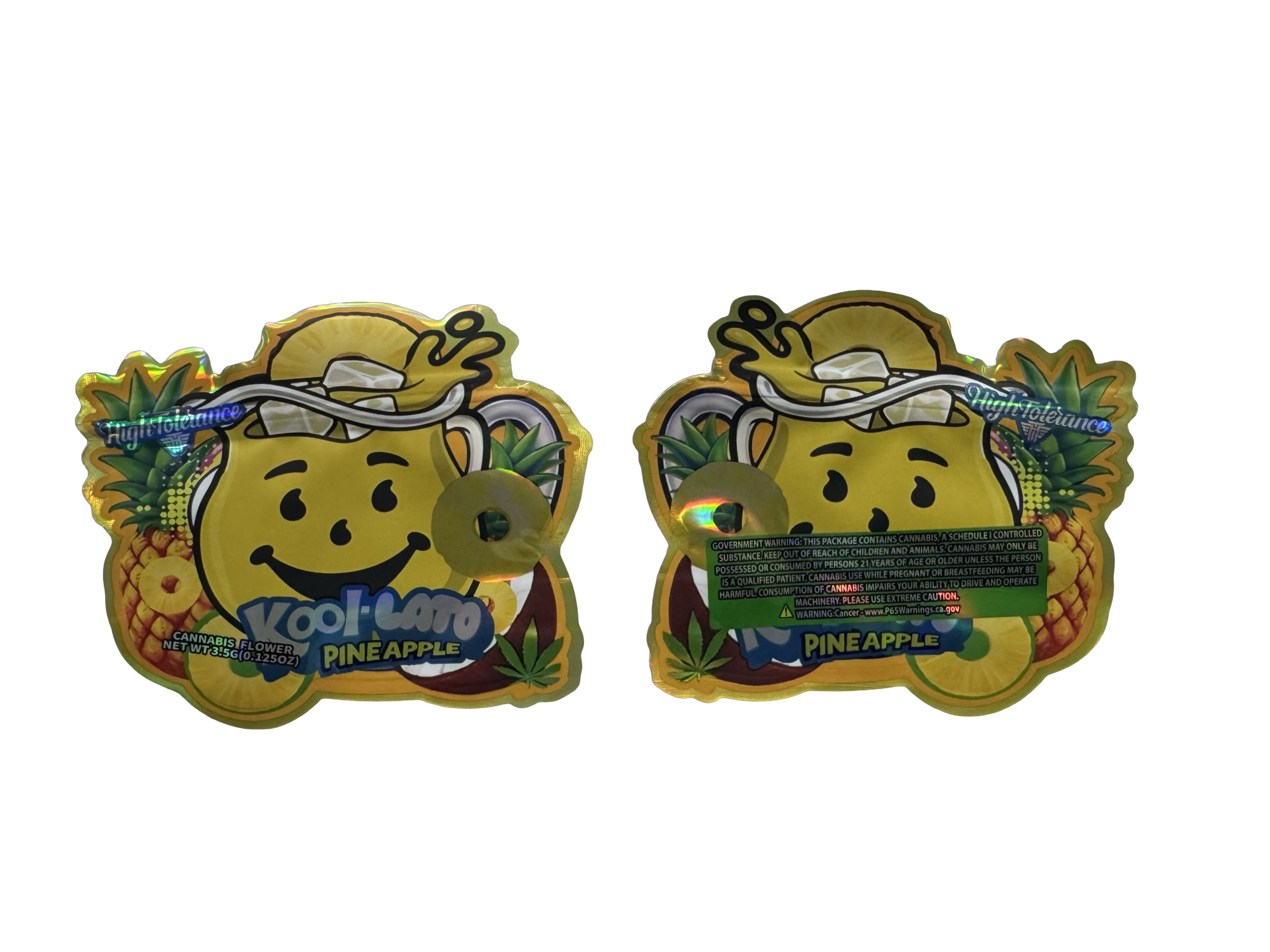 Pineapple Kool-Lato 3.5g Mylar Bags High Tolerance front and back